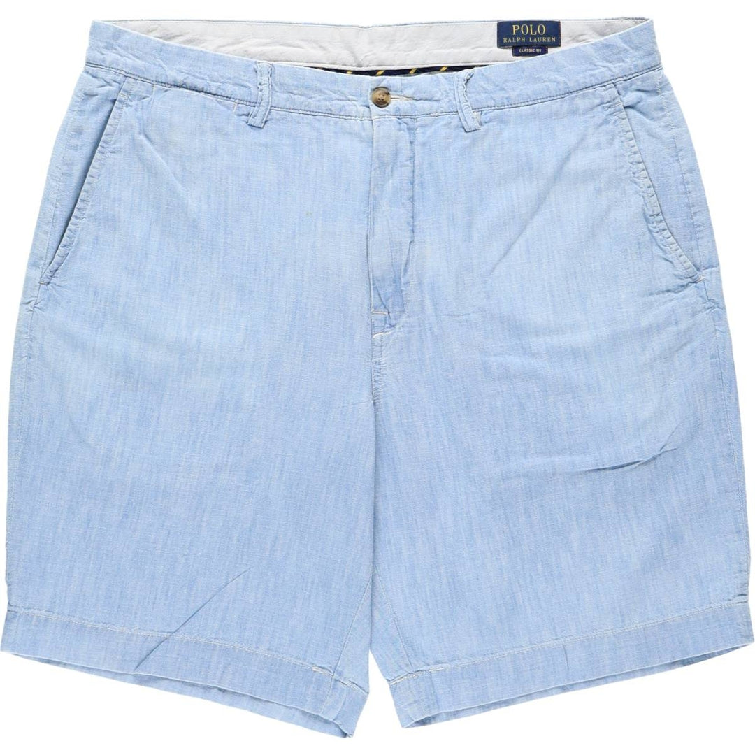 Ralph Lauren POLO RALPH LAUREN CLASSIC FIT Chambray Cotton Shorts (Men's size W37 equivalent) cotton Blue type light blue Vintage Second Hand