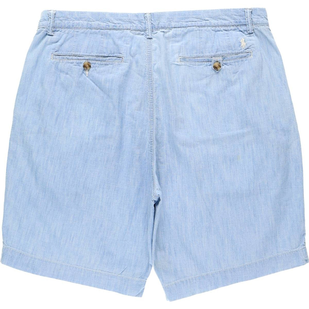 Ralph Lauren POLO RALPH LAUREN CLASSIC FIT Chambray Cotton Shorts (Men's size W37 equivalent) cotton Blue type light blue Vintage Second Hand