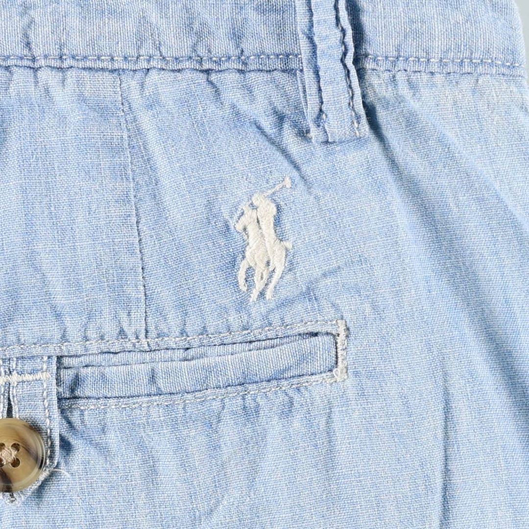 Ralph Lauren POLO RALPH LAUREN CLASSIC FIT Chambray Cotton Shorts (Men's size W37 equivalent) cotton Blue type light blue Vintage Second Hand