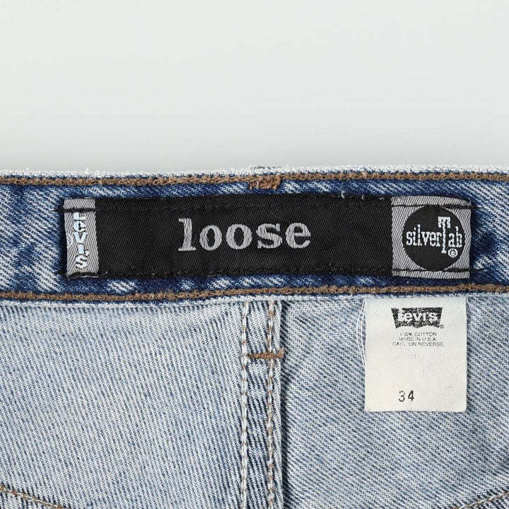 90'S Levi's Silver Tab Loose Denim Shorts, Half Pants, Made in USA, Men's W35 (approx.), Vintage cotton blue type Vintage Second Hand