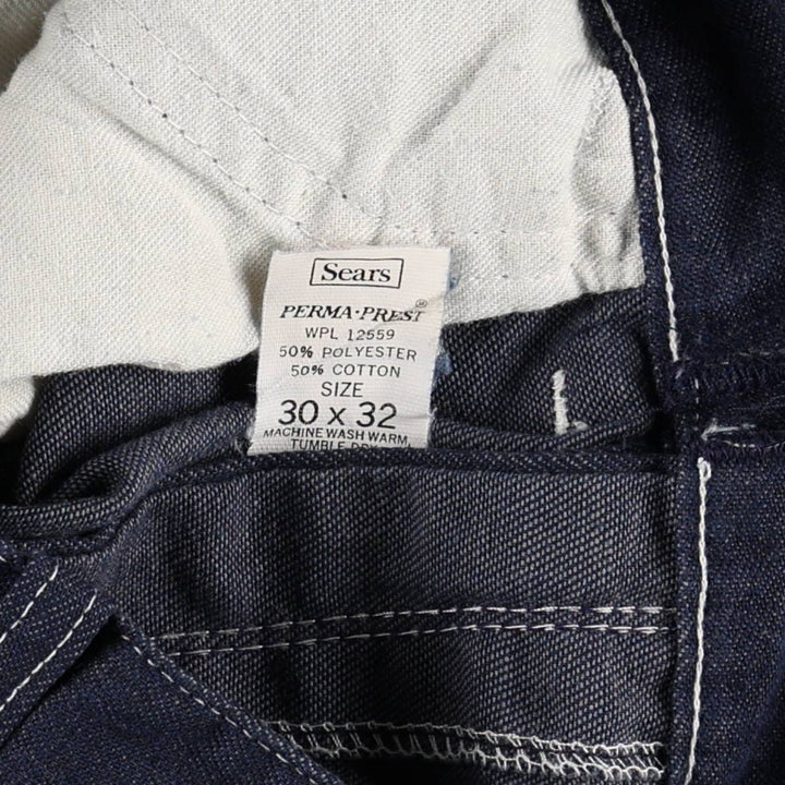 1970'S Sears Prema-Presto Bat-Dyed Denim Painter Pants, Men's Size W29 (approx.) polyester navy blue type Vintage Second Hand