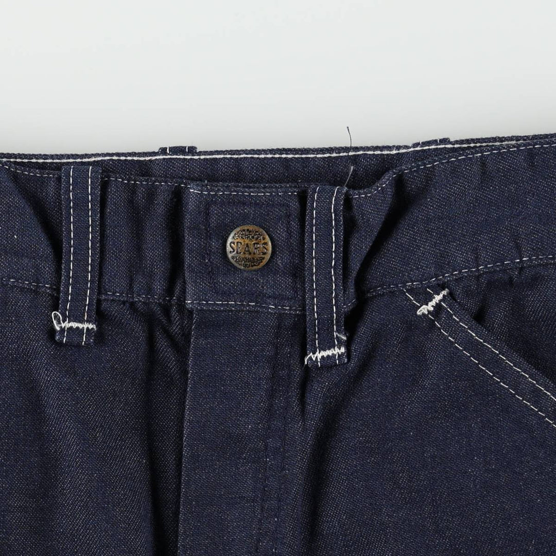 1970'S Sears Prema-Presto Bat-Dyed Denim Painter Pants, Men's Size W29 (approx.) polyester navy blue type Vintage Second Hand