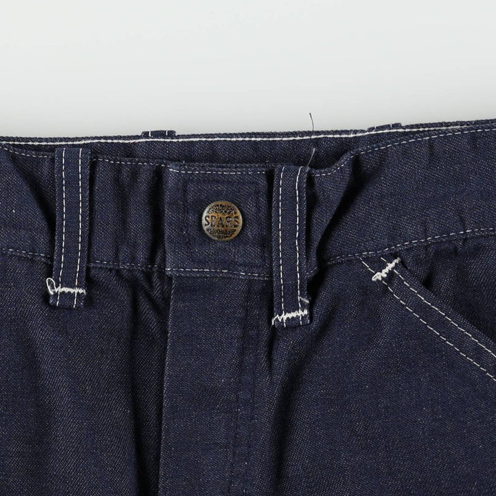 1970'S Sears Prema-Presto Bat-Dyed Denim Painter Pants, Men's Size W29 (approx.) polyester navy blue type Vintage Second Hand