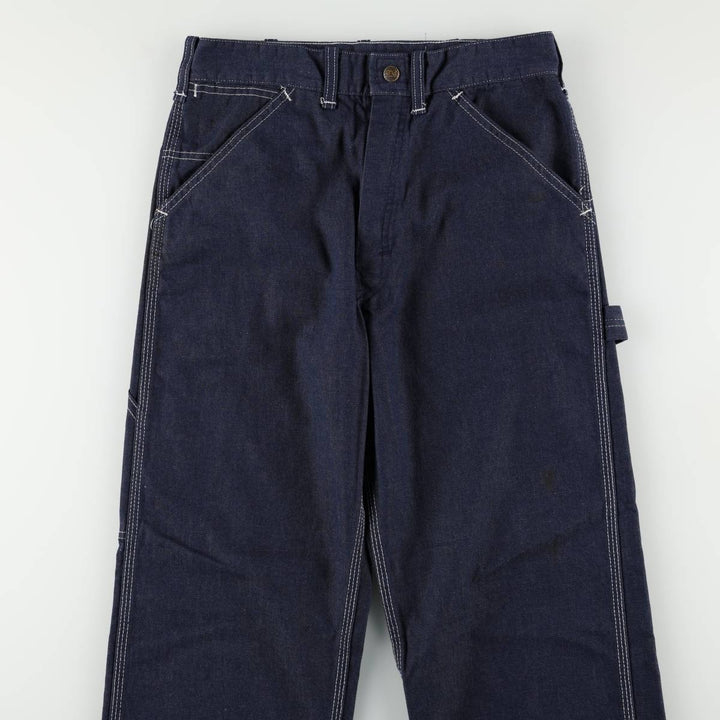 1970'S Sears Prema-Presto Bat-Dyed Denim Painter Pants, Men's Size W29 (approx.) polyester navy blue type Vintage Second Hand