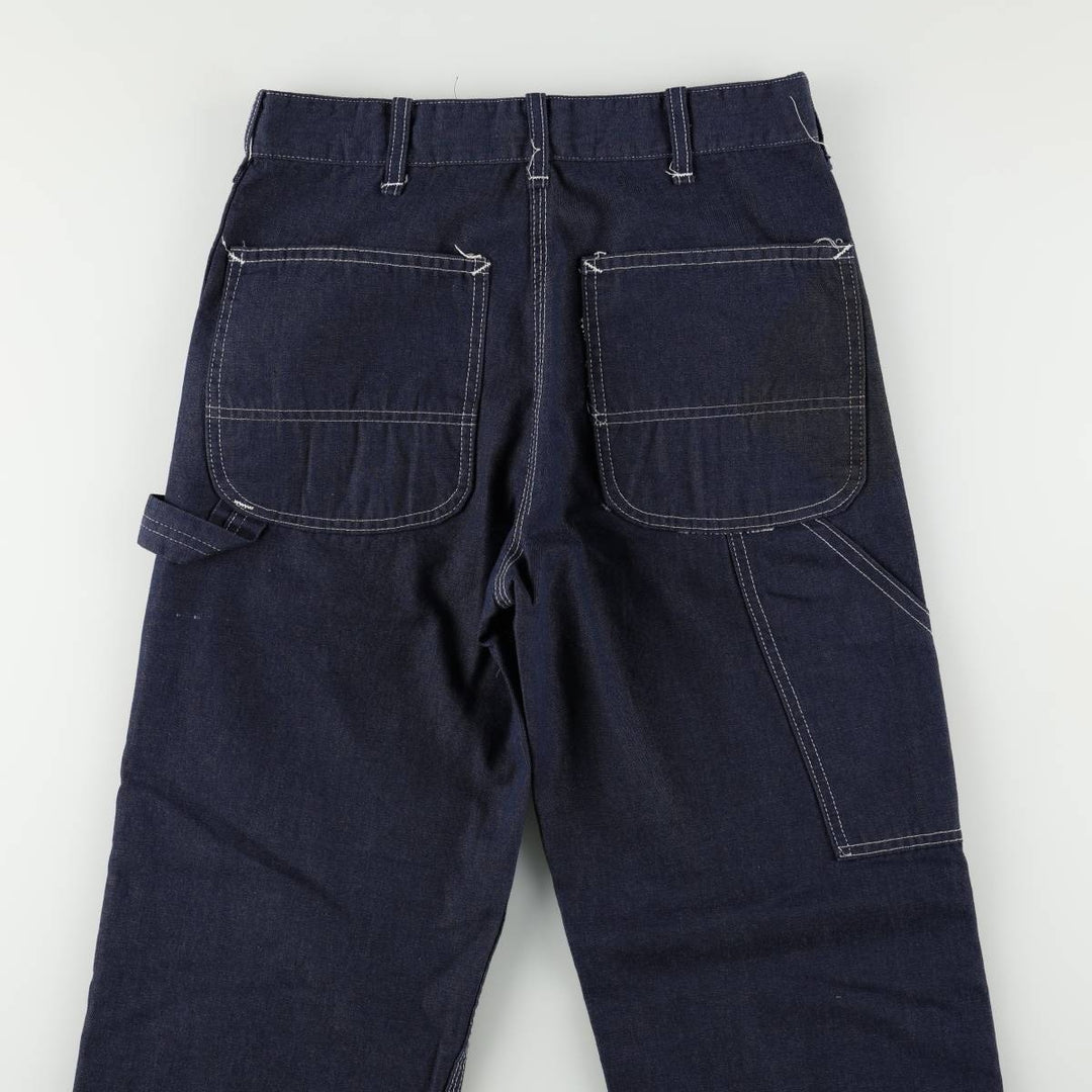 1970'S Sears Prema-Presto Bat-Dyed Denim Painter Pants, Men's Size W29 (approx.) polyester navy blue type Vintage Second Hand