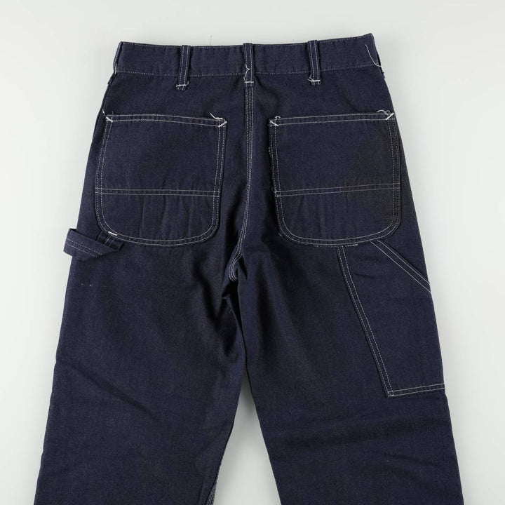 1970'S Sears Prema-Presto Bat-Dyed Denim Painter Pants, Men's Size W29 (approx.) polyester navy blue type Vintage Second Hand