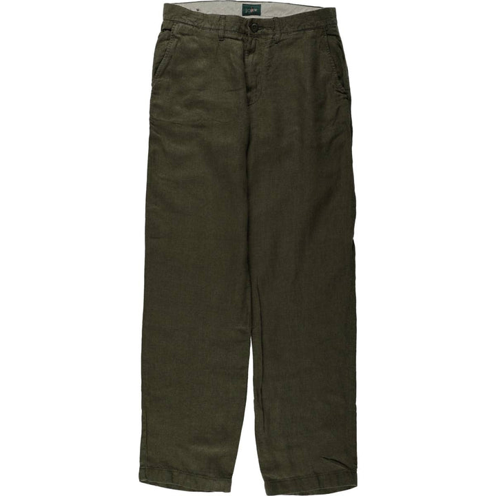 90'S J.Crew linen pants/slacks, men's size W30 equivalent, vintage. linen Khaki type Vintage Second Hand