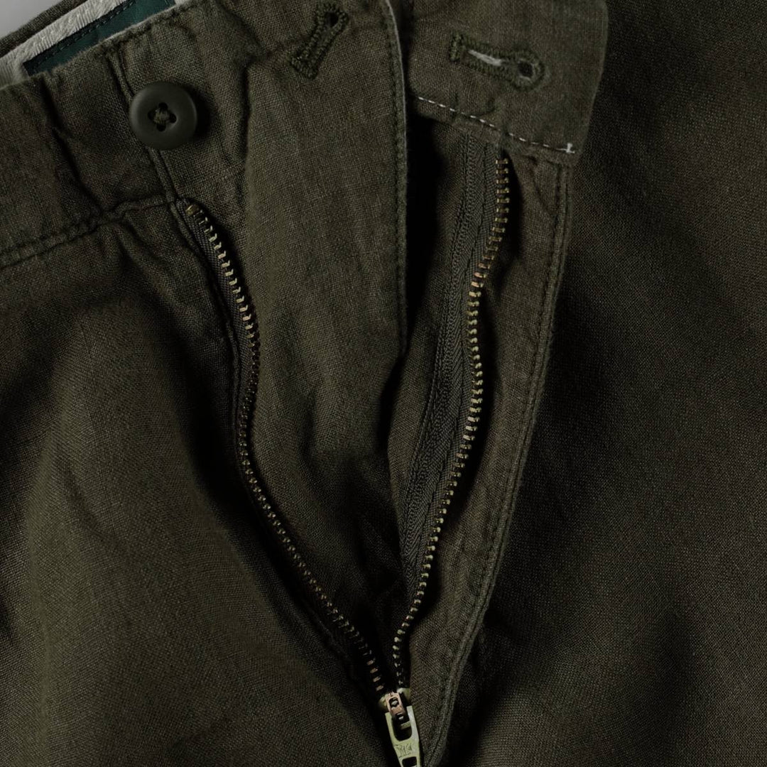 90'S J.Crew linen pants/slacks, men's size W30 equivalent, vintage. linen Khaki type Vintage Second Hand
