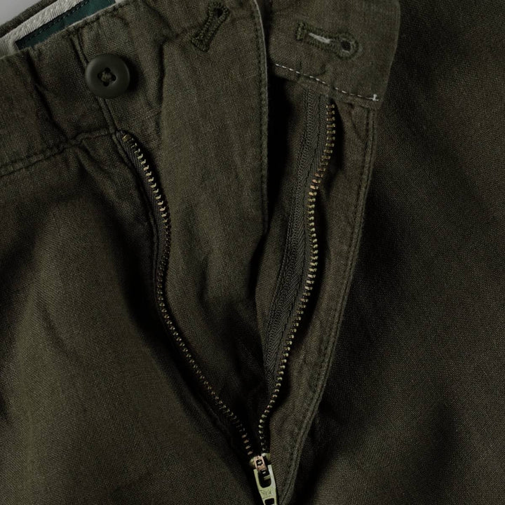 90'S J.Crew linen pants/slacks, men's size W30 equivalent, vintage. linen Khaki type Vintage Second Hand