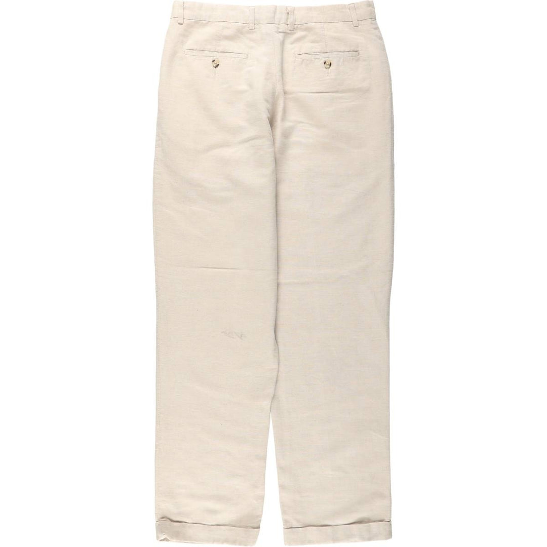 90s-era Charter Club Club Room Two-pleat linen x cotton trousers, men's size W34 (approx.) linen unbleached Vintage Second Hand