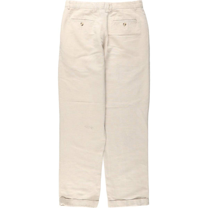 90s-era Charter Club Club Room Two-pleat linen x cotton trousers, men's size W34 (approx.) linen unbleached Vintage Second Hand