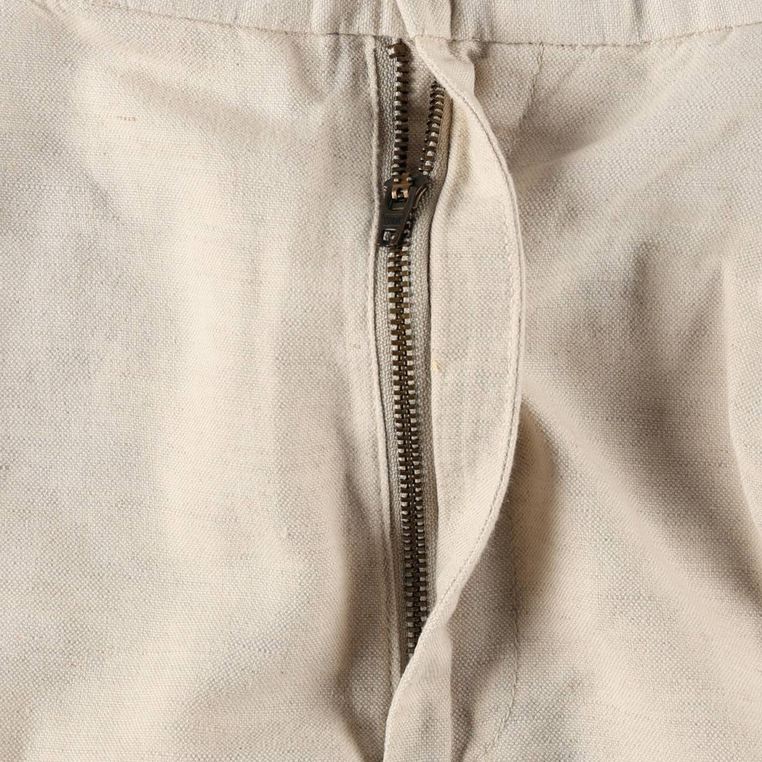 90s-era Charter Club Club Room Two-pleat linen x cotton trousers, men's size W34 (approx.) linen unbleached Vintage Second Hand