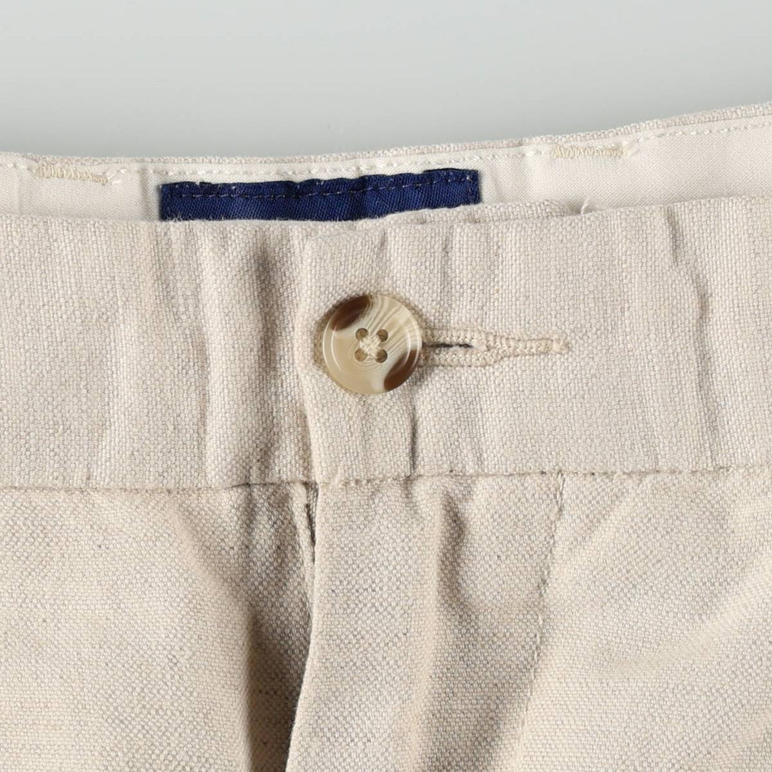90s-era Charter Club Club Room Two-pleat linen x cotton trousers, men's size W34 (approx.) linen unbleached Vintage Second Hand
