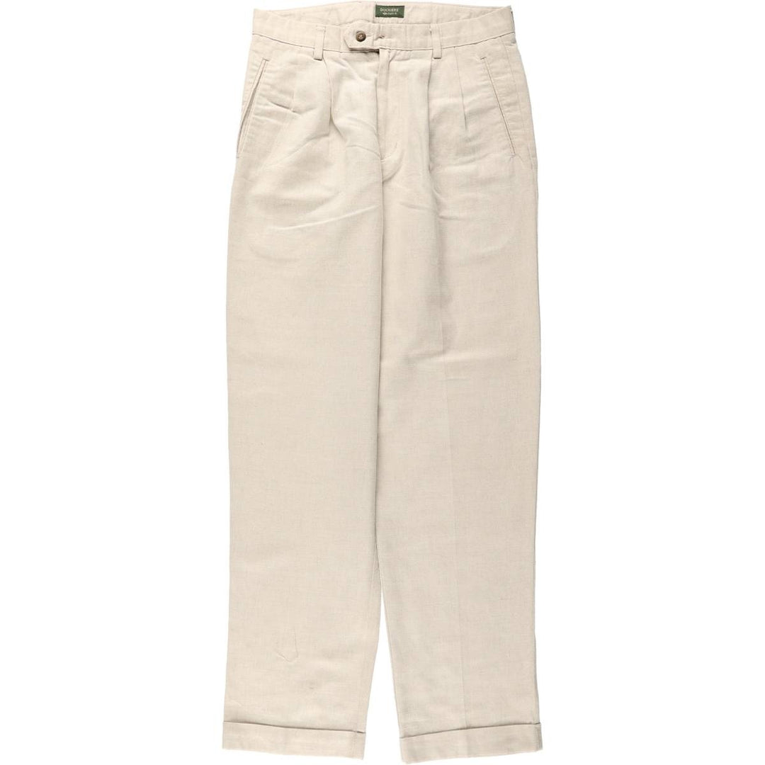 90'S Dockers Class A Relaxed Fit Two-Pleat Cotton x Linen Trousers, Men's W32 (approx.), Vintage cotton unbleached Vintage Second Hand