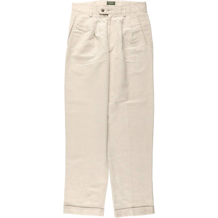 90'S Dockers Class A Relaxed Fit Two-Pleat Cotton x Linen Trousers, Men's W32 (approx.), Vintage cotton unbleached Vintage Second Hand