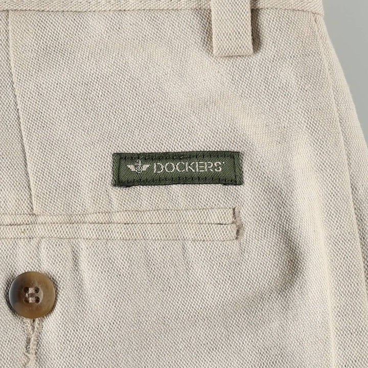 90'S Dockers Class A Relaxed Fit Two-Pleat Cotton x Linen Trousers, Men's W32 (approx.), Vintage cotton unbleached Vintage Second Hand