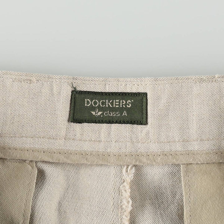 90'S Dockers Class A Relaxed Fit Two-Pleat Cotton x Linen Trousers, Men's W32 (approx.), Vintage cotton unbleached Vintage Second Hand