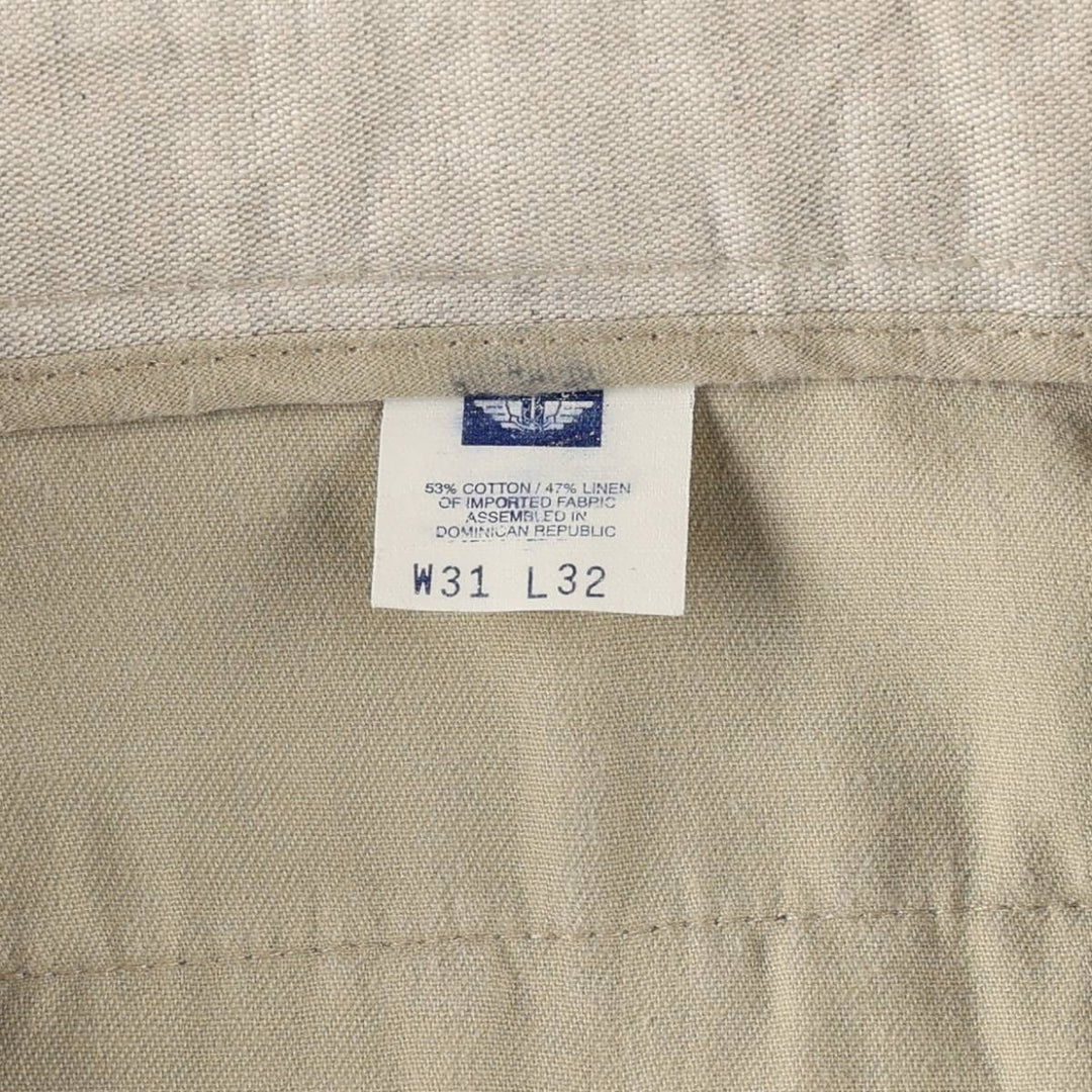 90'S Dockers Class A Relaxed Fit Two-Pleat Cotton x Linen Trousers, Men's W32 (approx.), Vintage cotton unbleached Vintage Second Hand
