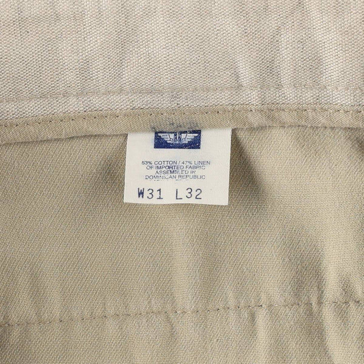 90'S Dockers Class A Relaxed Fit Two-Pleat Cotton x Linen Trousers, Men's W32 (approx.), Vintage cotton unbleached Vintage Second Hand