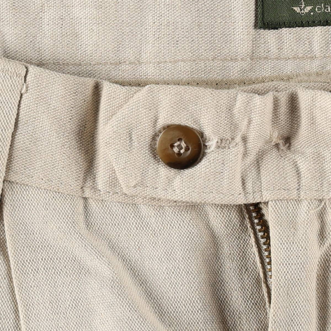 90'S Dockers Class A Relaxed Fit Two-Pleat Cotton x Linen Trousers, Men's W32 (approx.), Vintage cotton unbleached Vintage Second Hand