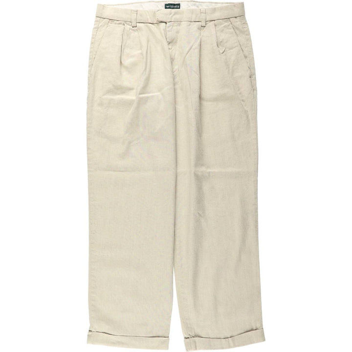 2000'S Dockers Record Two-Pleat Linen x Cotton Trousers, Men's Size W34 (approx.) linen unbleached Vintage Second Hand