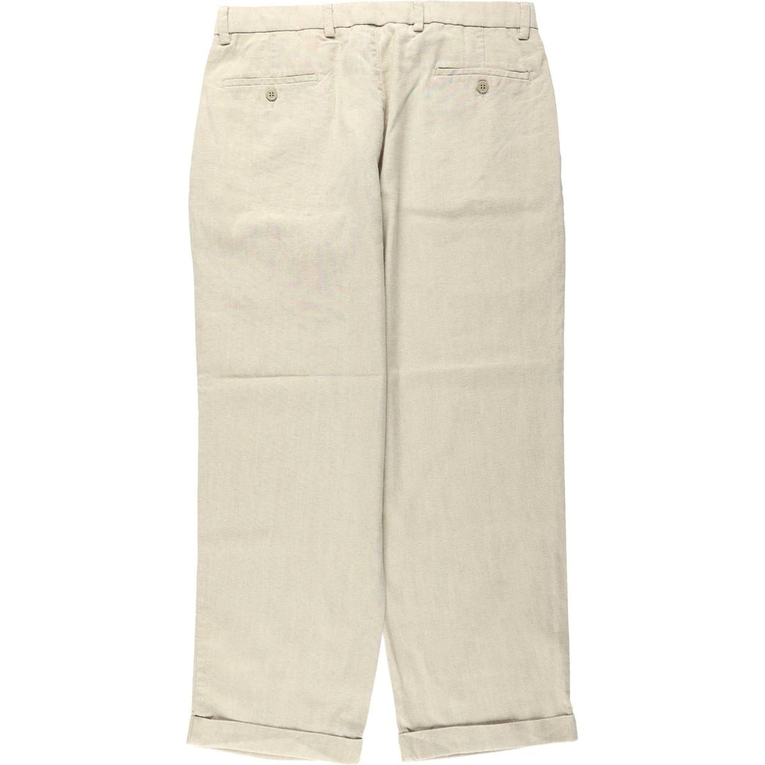 2000'S Dockers Record Two-Pleat Linen x Cotton Trousers, Men's Size W34 (approx.) linen unbleached Vintage Second Hand