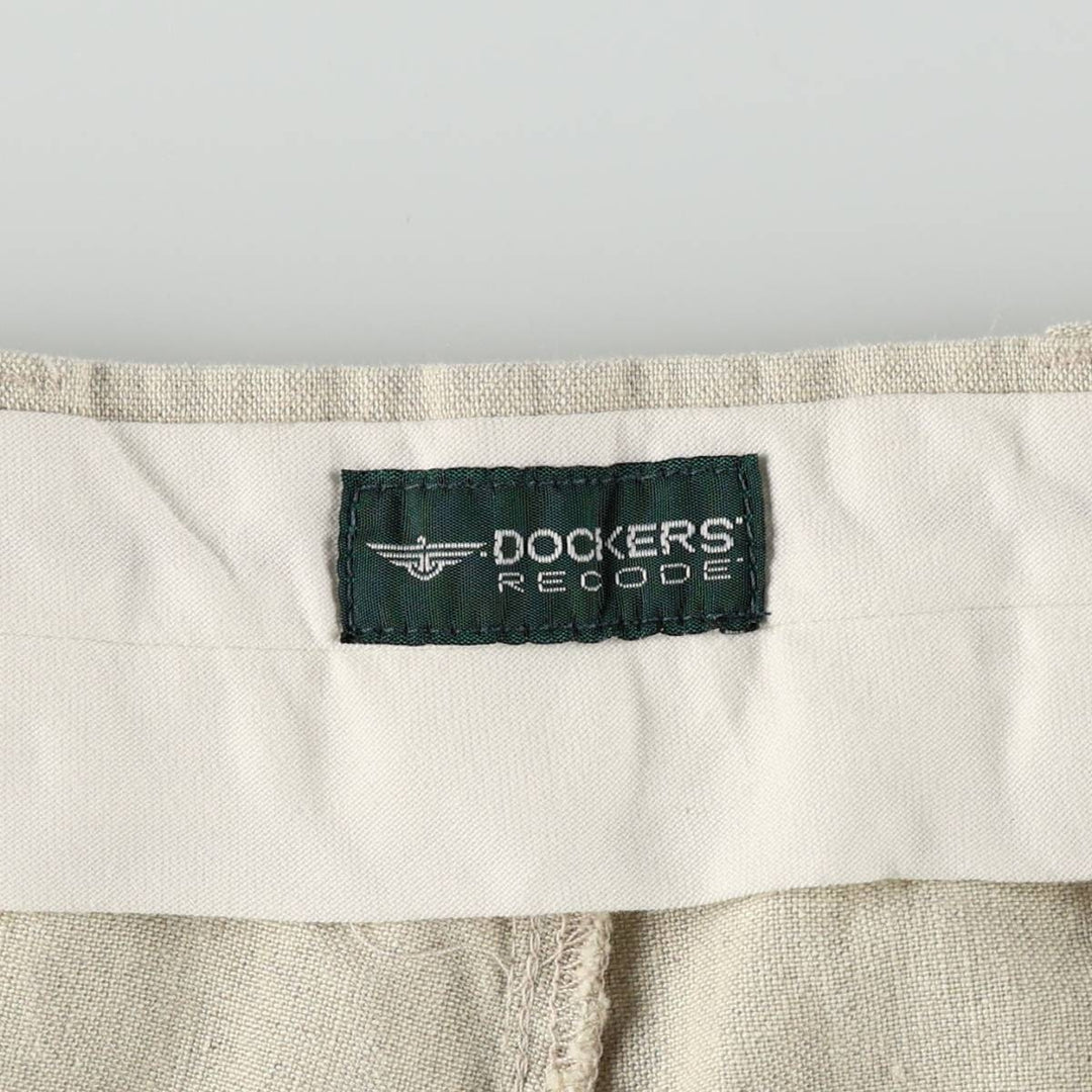 2000'S Dockers Record Two-Pleat Linen x Cotton Trousers, Men's Size W34 (approx.) linen unbleached Vintage Second Hand