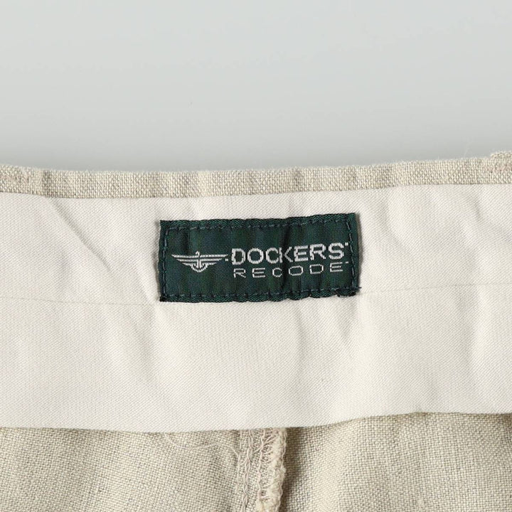 2000'S Dockers Record Two-Pleat Linen x Cotton Trousers, Men's Size W34 (approx.) linen unbleached Vintage Second Hand