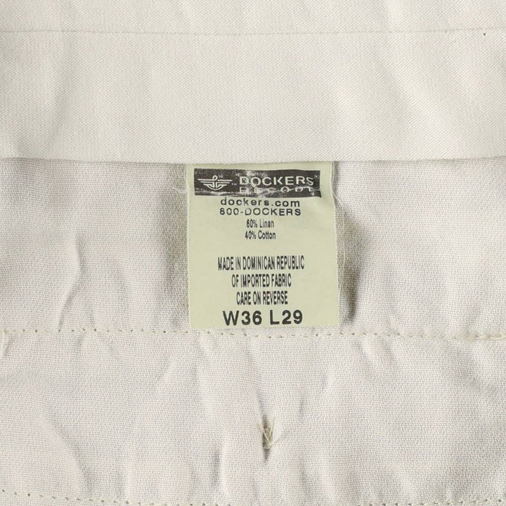 2000'S Dockers Record Two-Pleat Linen x Cotton Trousers, Men's Size W34 (approx.) linen unbleached Vintage Second Hand