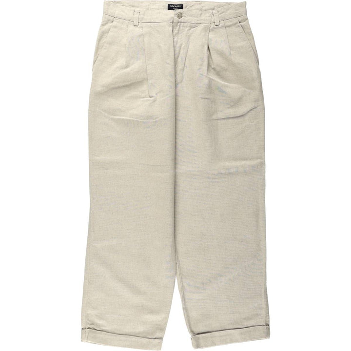 1990'S Dockers Khakis Two-Pleat Linen x Cotton Trousers, Men's W33 (approx.), Vintage linen unbleached Vintage Second Hand