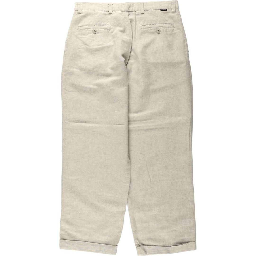 1990'S Dockers Khakis Two-Pleat Linen x Cotton Trousers, Men's W33 (approx.), Vintage linen unbleached Vintage Second Hand