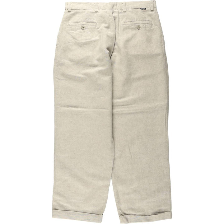 1990'S Dockers Khakis Two-Pleat Linen x Cotton Trousers, Men's W33 (approx.), Vintage linen unbleached Vintage Second Hand