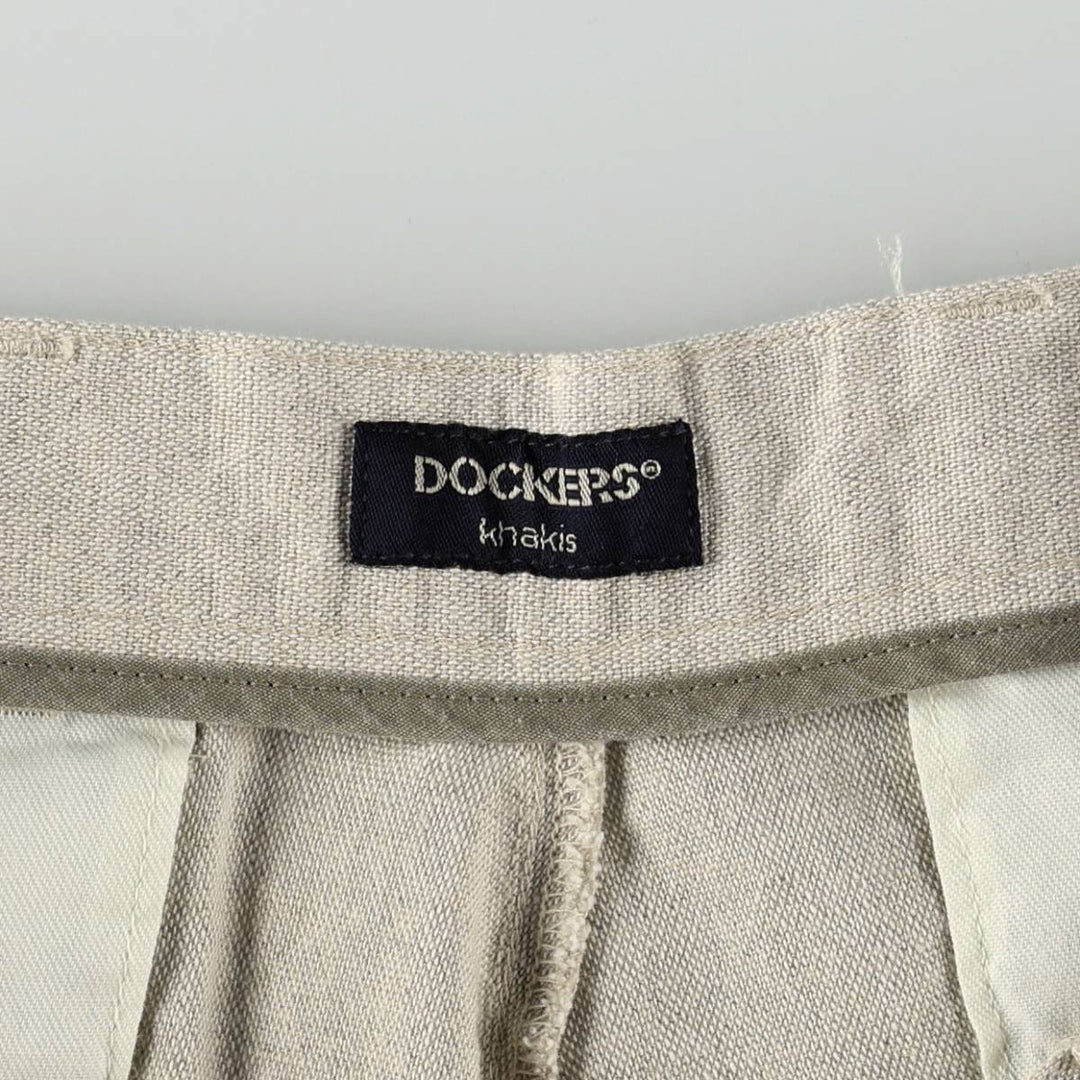 1990'S Dockers Khakis Two-Pleat Linen x Cotton Trousers, Men's W33 (approx.), Vintage linen unbleached Vintage Second Hand