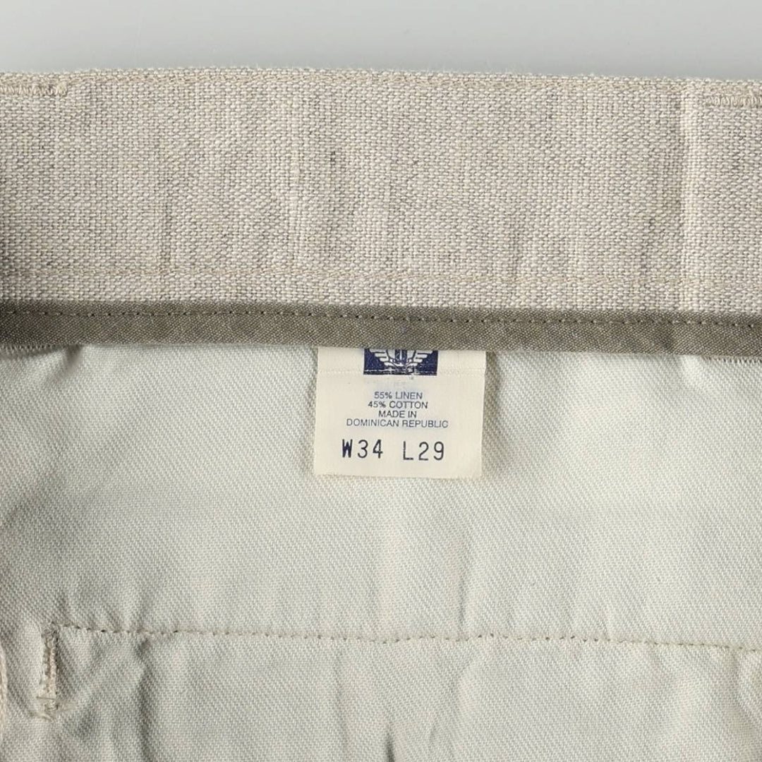1990'S Dockers Khakis Two-Pleat Linen x Cotton Trousers, Men's W33 (approx.), Vintage linen unbleached Vintage Second Hand