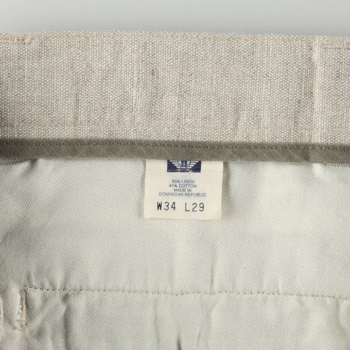 1990'S Dockers Khakis Two-Pleat Linen x Cotton Trousers, Men's W33 (approx.), Vintage linen unbleached Vintage Second Hand
