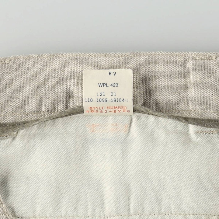 1990'S Dockers Khakis Two-Pleat Linen x Cotton Trousers, Men's W33 (approx.), Vintage linen unbleached Vintage Second Hand