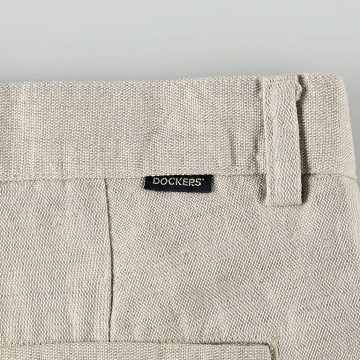 1990'S Dockers Khakis Two-Pleat Linen x Cotton Trousers, Men's W33 (approx.), Vintage linen unbleached Vintage Second Hand