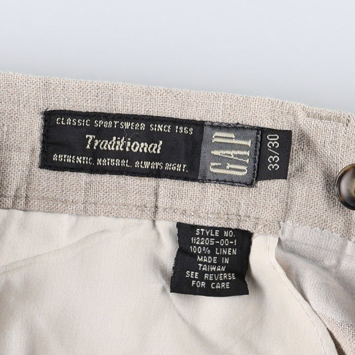 GAP Two-Pleat Linen Pants, Men's Size W32 (approx.) linen unbleached Vintage Second Hand
