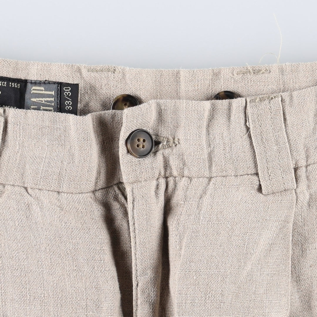 GAP Two-Pleat Linen Pants, Men's Size W32 (approx.) linen unbleached Vintage Second Hand