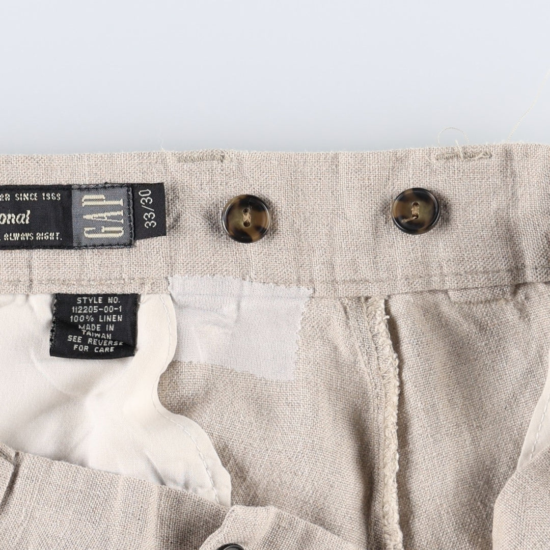 GAP Two-Pleat Linen Pants, Men's Size W32 (approx.) linen unbleached Vintage Second Hand