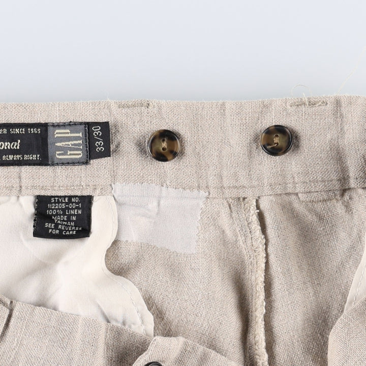 GAP Two-Pleat Linen Pants, Men's Size W32 (approx.) linen unbleached Vintage Second Hand