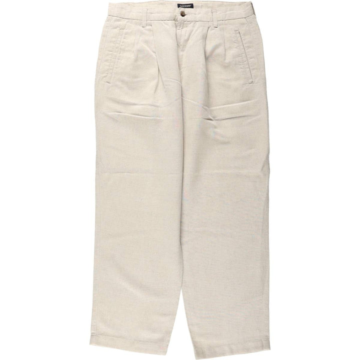 1990'S Dockers Khakis Two-Pleat Linen x Cotton Trousers, Men's W33 (approx.), Vintage linen unbleached Vintage Second Hand
