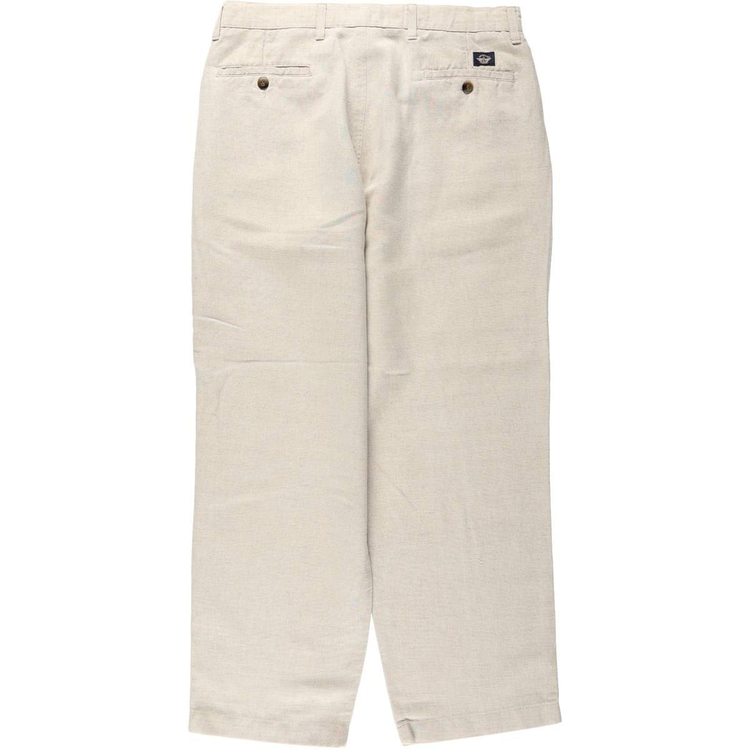 1990'S Dockers Khakis Two-Pleat Linen x Cotton Trousers, Men's W33 (approx.), Vintage linen unbleached Vintage Second Hand