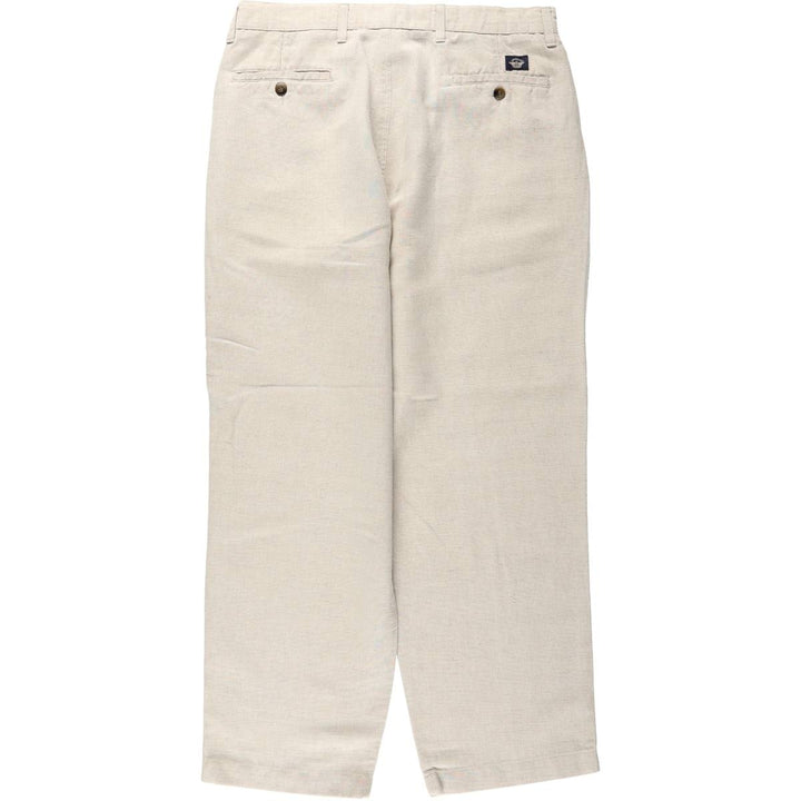 1990'S Dockers Khakis Two-Pleat Linen x Cotton Trousers, Men's W33 (approx.), Vintage linen unbleached Vintage Second Hand