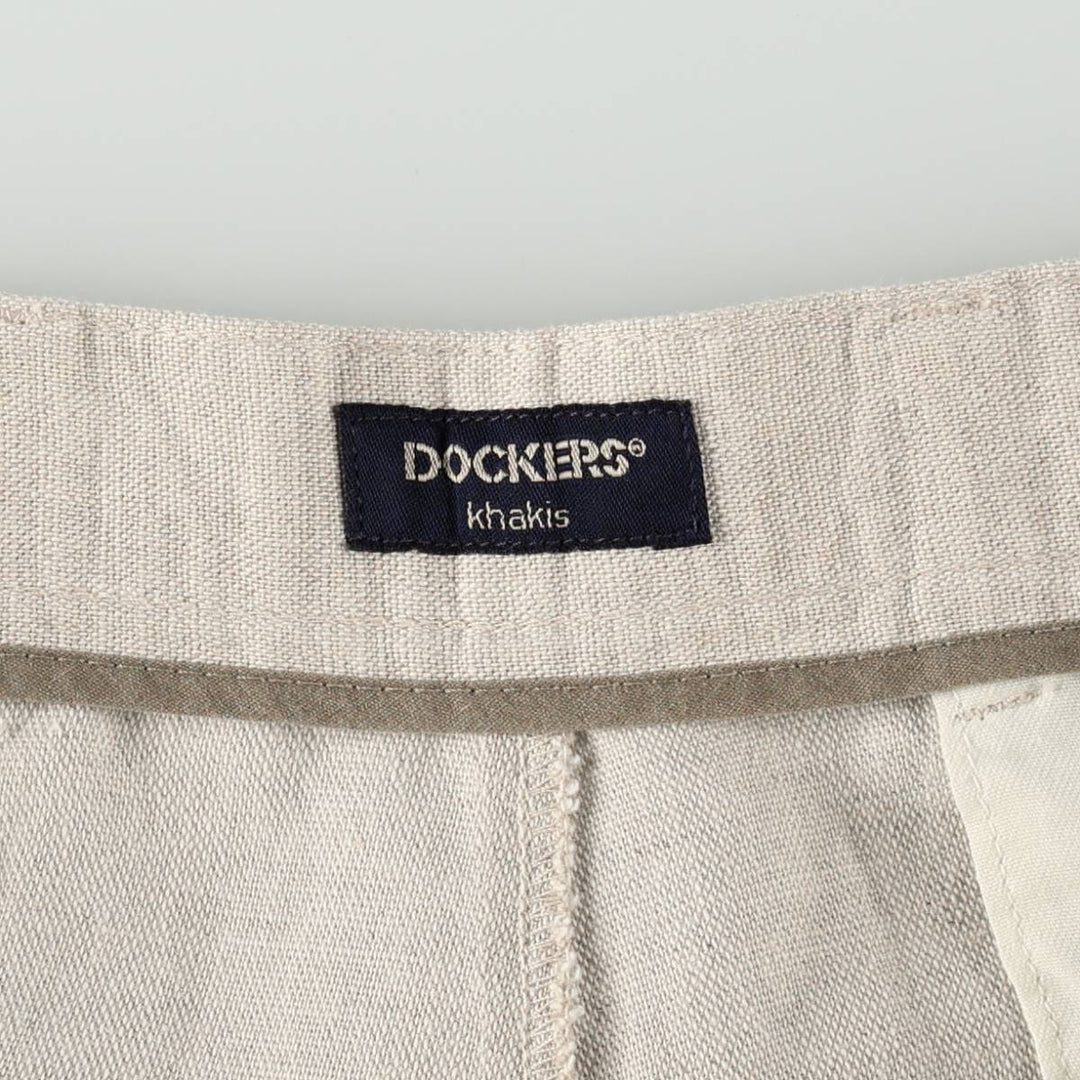 1990'S Dockers Khakis Two-Pleat Linen x Cotton Trousers, Men's W33 (approx.), Vintage linen unbleached Vintage Second Hand