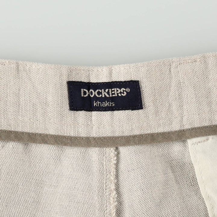 1990'S Dockers Khakis Two-Pleat Linen x Cotton Trousers, Men's W33 (approx.), Vintage linen unbleached Vintage Second Hand