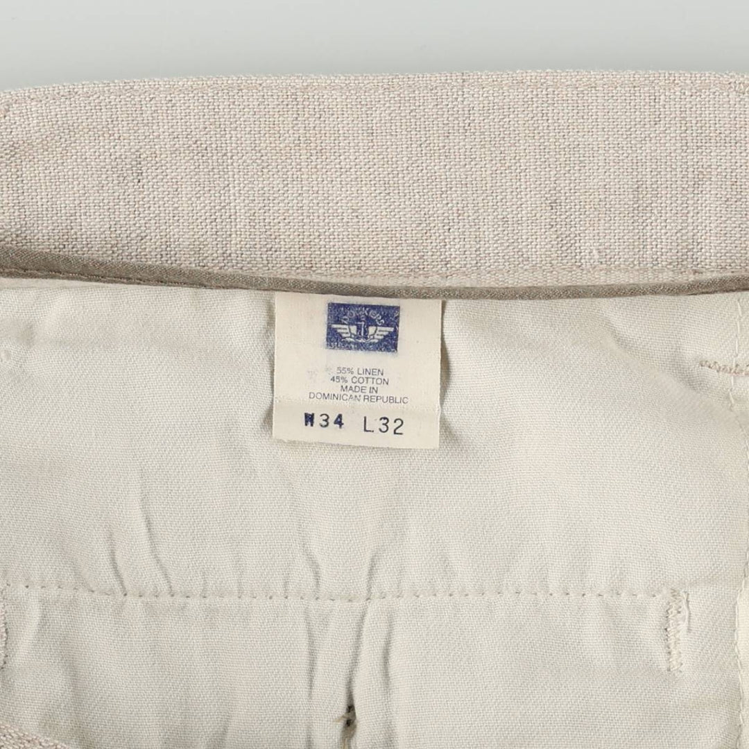 1990'S Dockers Khakis Two-Pleat Linen x Cotton Trousers, Men's W33 (approx.), Vintage linen unbleached Vintage Second Hand