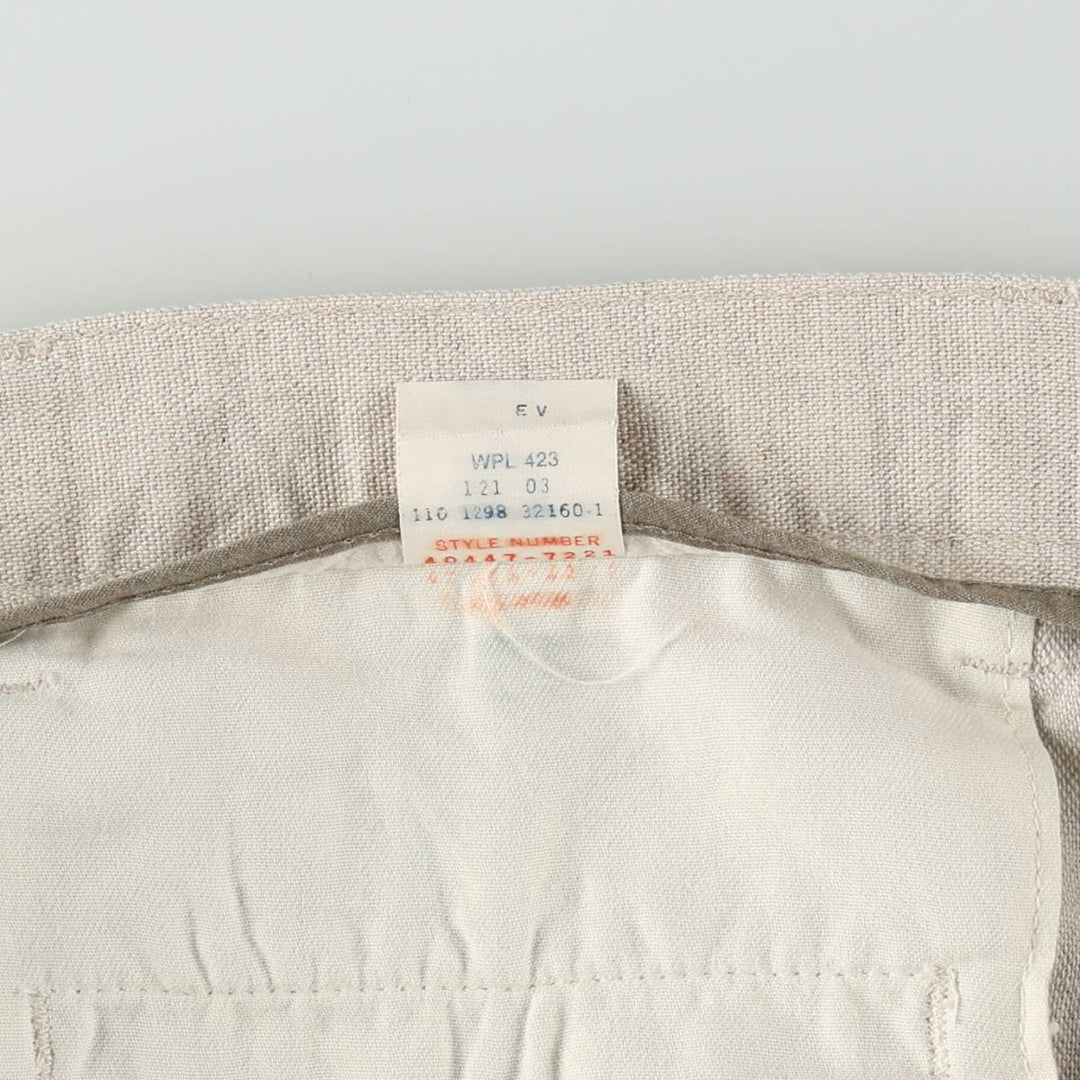 1990'S Dockers Khakis Two-Pleat Linen x Cotton Trousers, Men's W33 (approx.), Vintage linen unbleached Vintage Second Hand