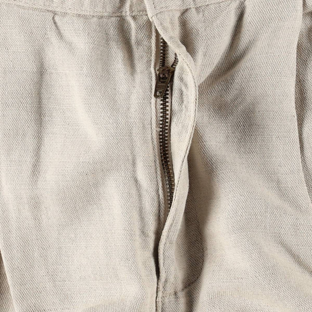 1990'S Dockers Khakis Two-Pleat Linen x Cotton Trousers, Men's W33 (approx.), Vintage linen unbleached Vintage Second Hand