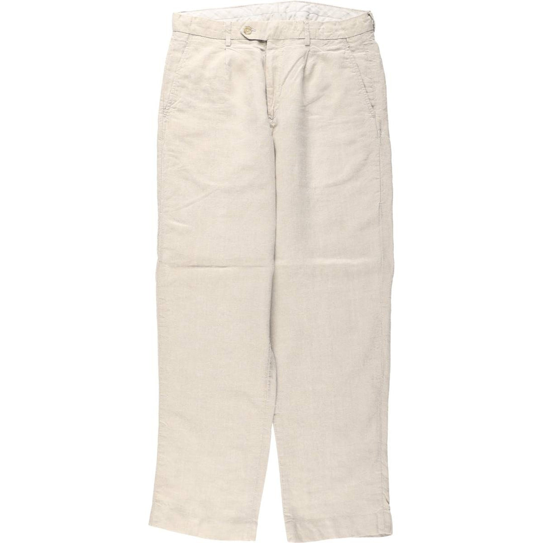 MURANO One-tuck Linen Pants, Slacks, Men's W32 equivalent linen unbleached Vintage Second Hand